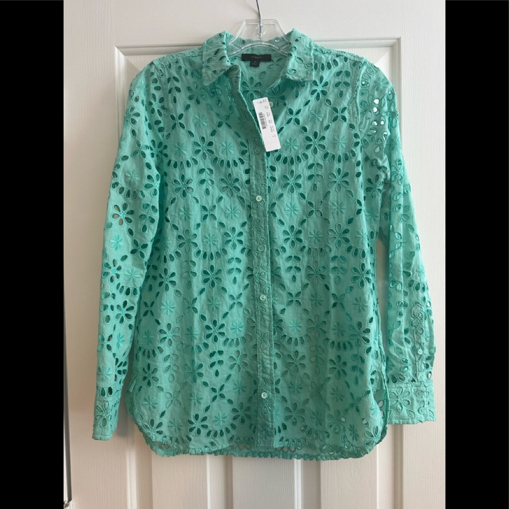 J Crew eyelet button up shirt